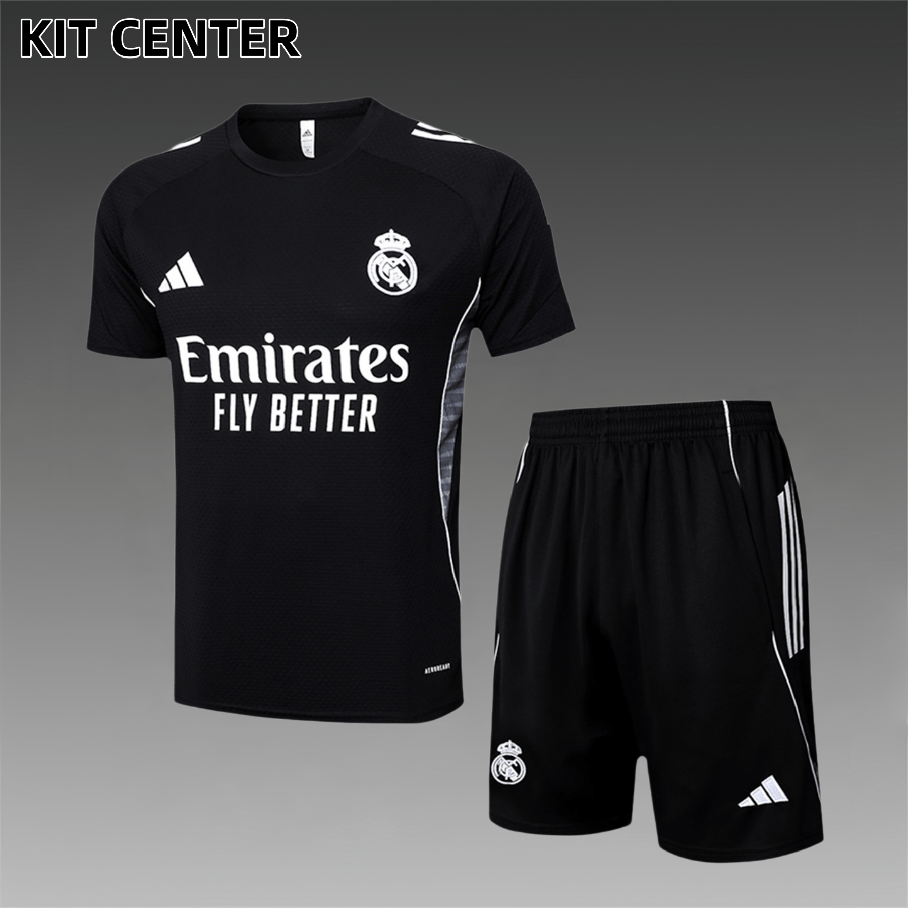 2024/2025 Real Madrid Black Adult Short Sleeve Training Suit (Adult Kit)