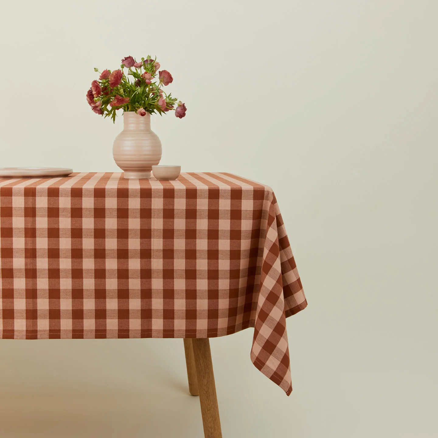 Essential Gingham Tablecloth - Blush/Terracotta