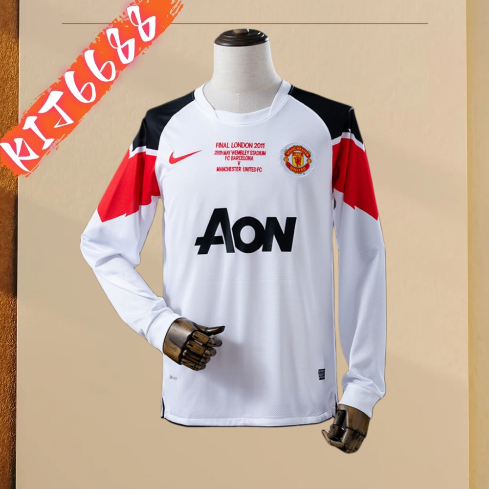 10/11Manchester United Away  long sleeved retro football jersey