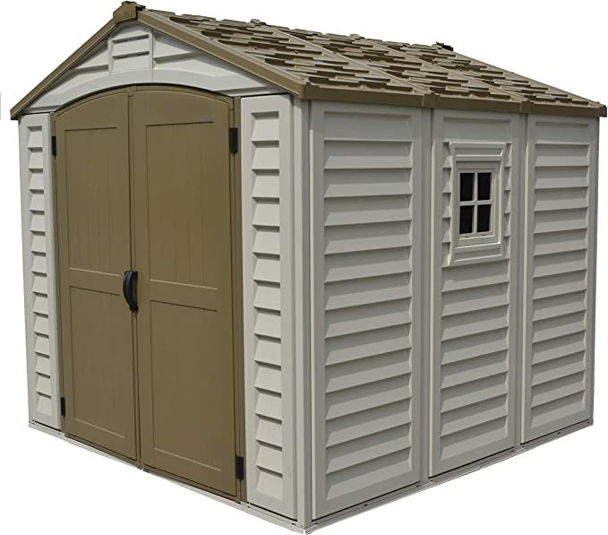 8' x 8' Plastic Garden Storage Shed Adobe & Brown Fire Retardant & All-Weather