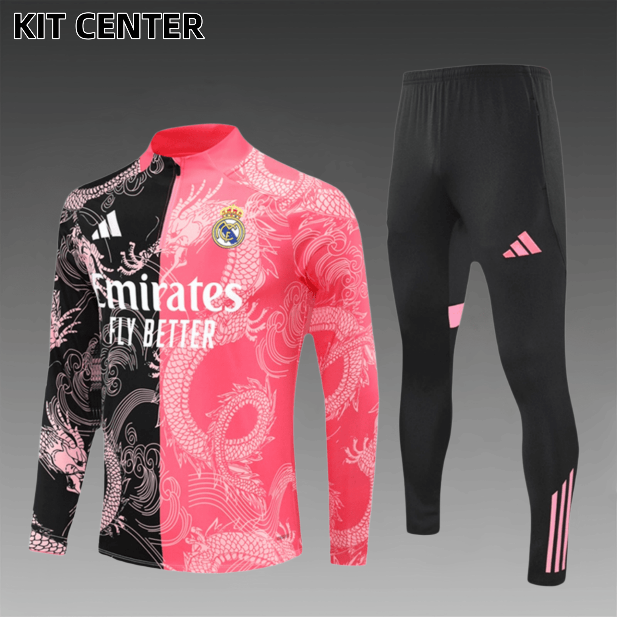 2024/2025 Real Madrid Black Pink Adult Half Zip Training Kit (Adult Kit)