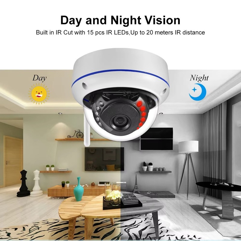 Gadinan Vandal-proof Security Network Webcam Fisheye Panorama HD 5MP Wifi Camera 1.7mm Lens Wide Angle CCTV Video Surveillance