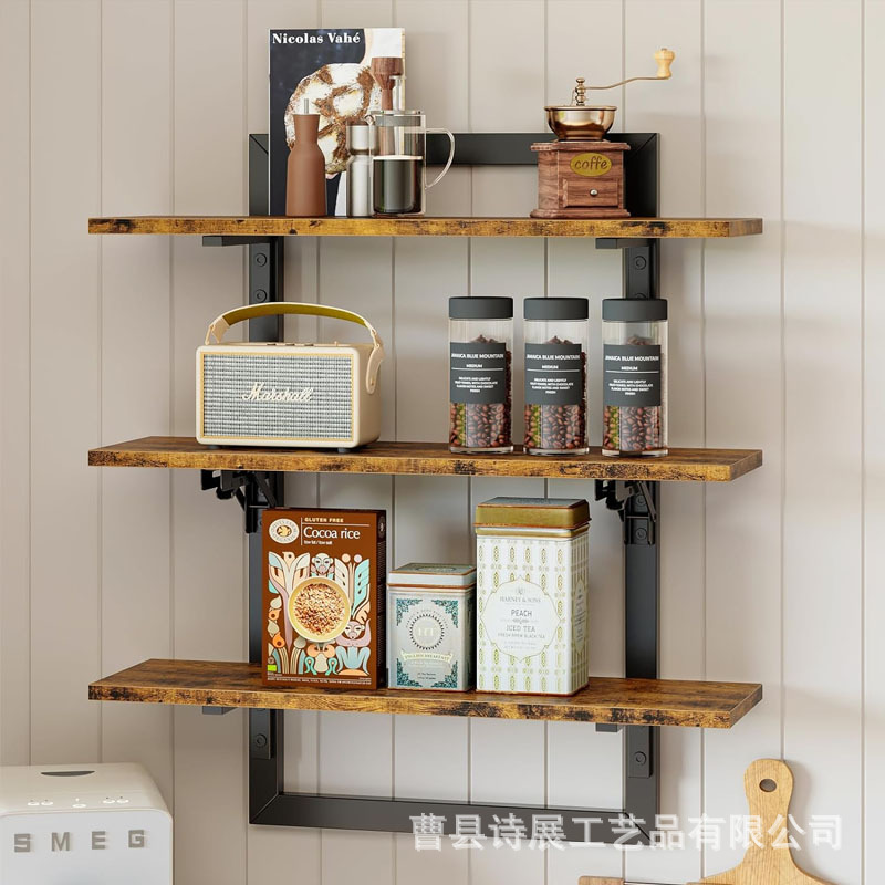 3-story bathroom living room storage display rack with folding bracket kitchen rack wall-mounted floating rack
