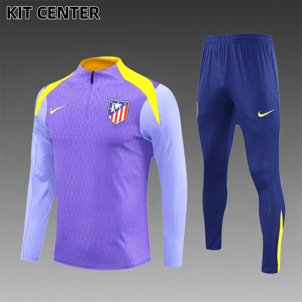 2025/2026 Atletico Madrid Purple Kids Half Zip Training Clothes (Kids Kit)