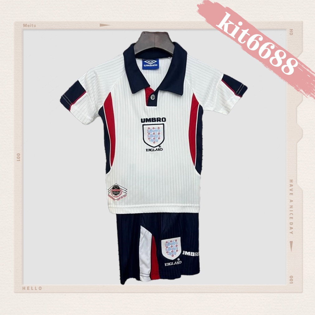 1998 England home  Retro Football Soccer jerseys Kids suit