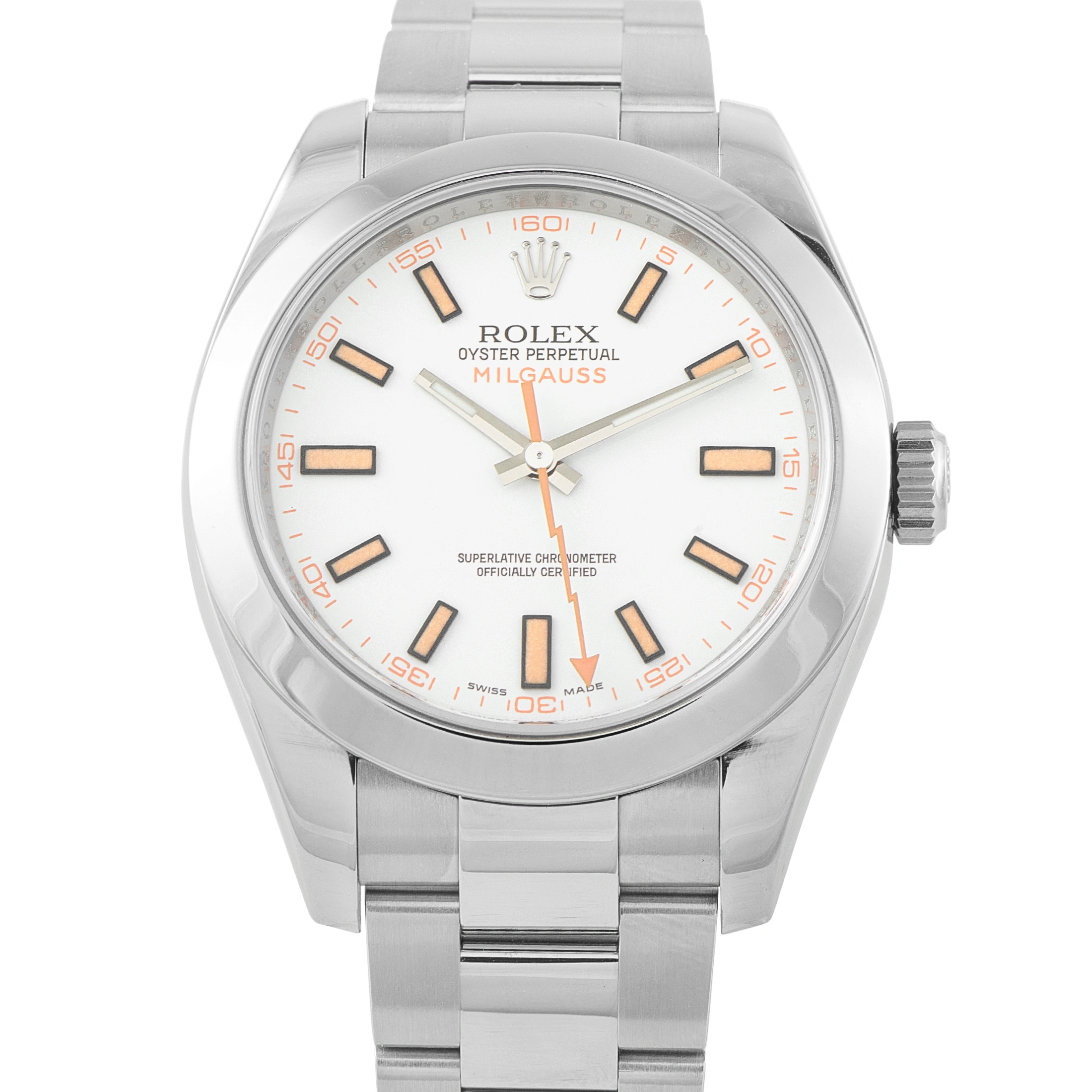 RolexMilgauss White Dial Steel Watch 116400