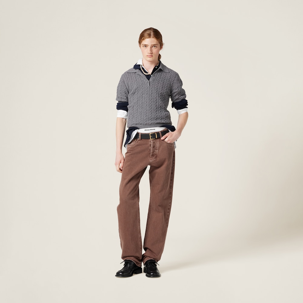 Five-pocket bull denim trousers