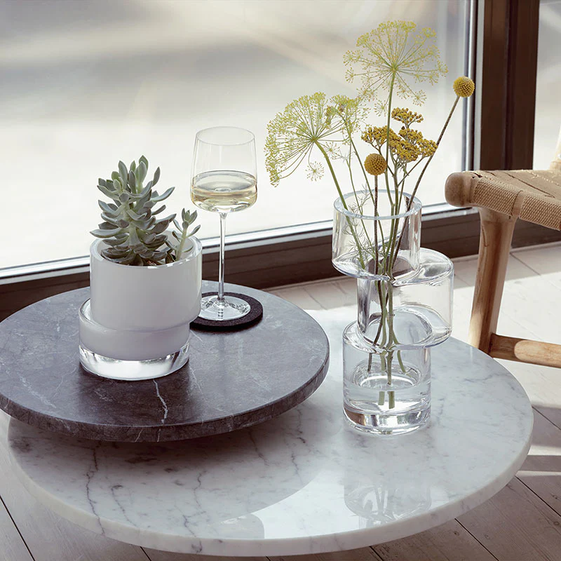 Tier Lantern/Vase, H13.5cm, Chalk White