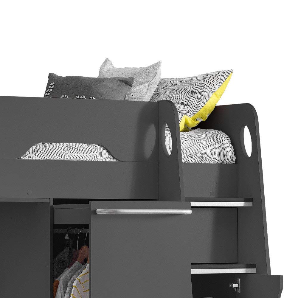 High Sleeper Storage Bed, Pegasus Wood Modern Desk Wardrobe Drawers Cupboards Loft Bunk Frame