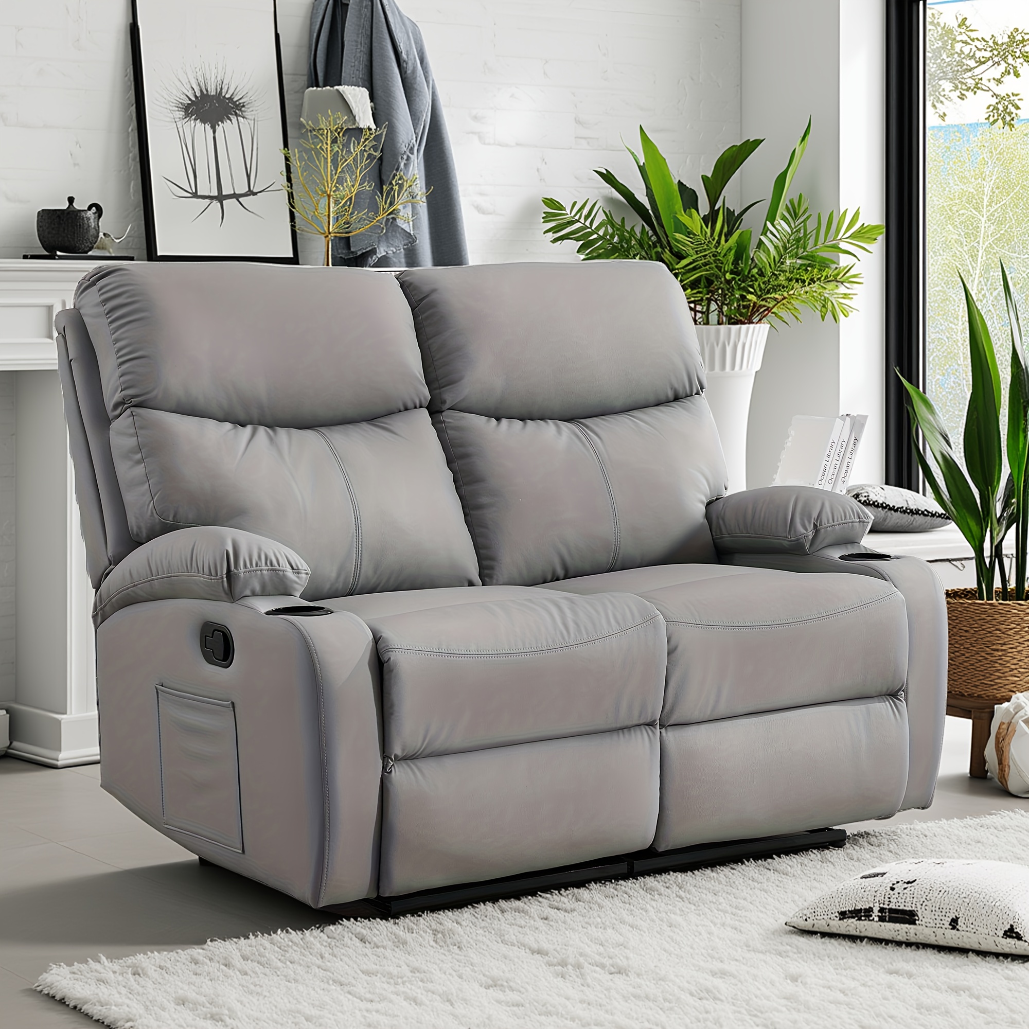 Double recliner, double adjustable recliner with side pockets, manual recliner sofa suitable for the living room, home recliner sofa set, sofa with recliners, double sofa suitable for the living room and home theater