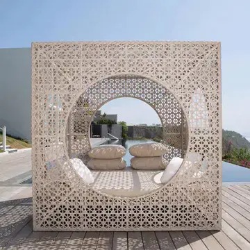 Outdoor bed rattan sofa seaside villa club bed bed beach creative handmade bird's nest sofa bed