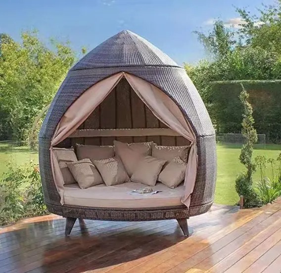 Vacation beach bed rattan bed terrace sun bed outdoor leisure birdcage sofa outdoor