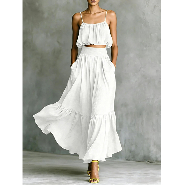 CROP CAMI-TOP EN MAXI-ROK TWEEDELIGE SET