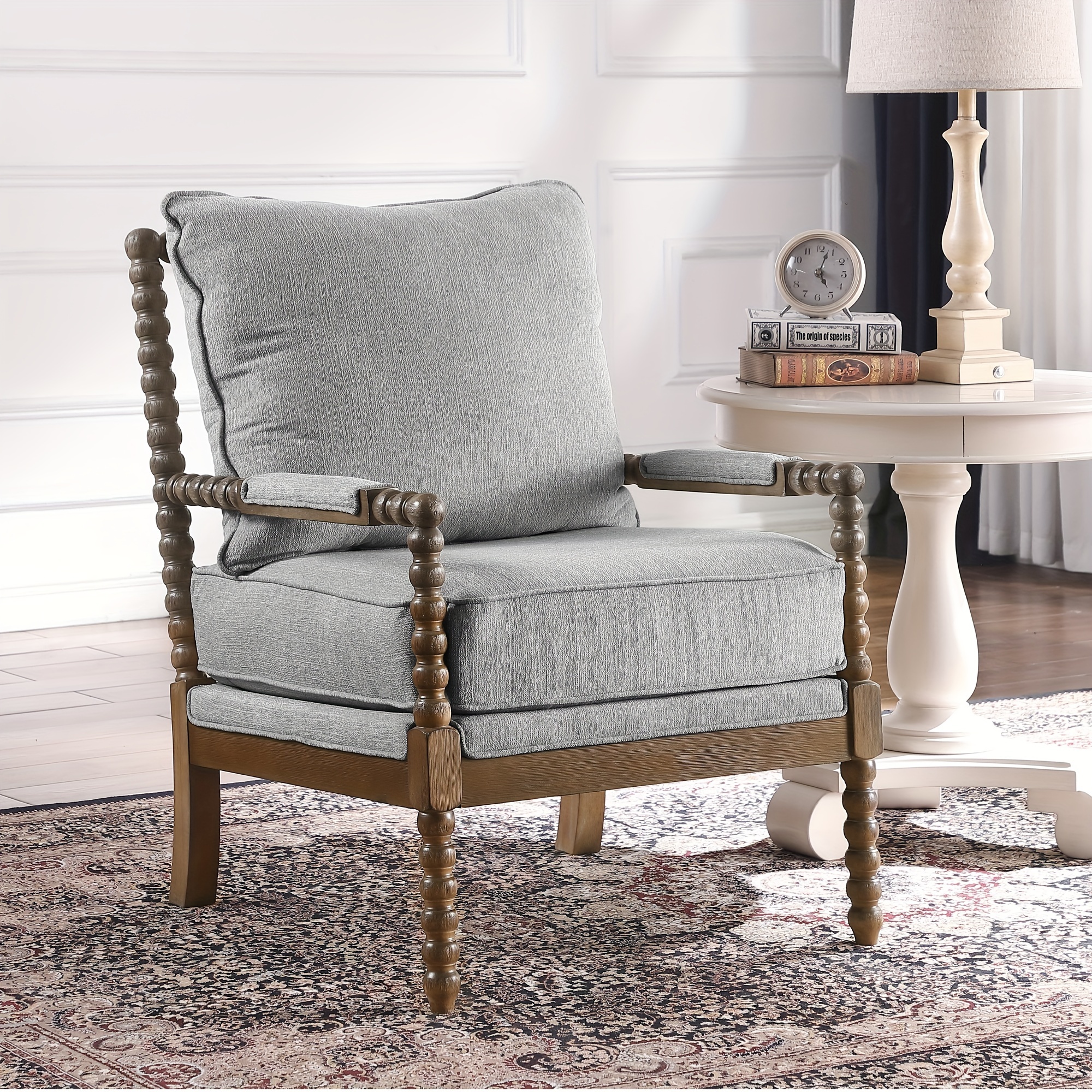 Morden Fort Beige Reading Chair| Linen fabric| Medieval modern style, silhouette| Bedroom, living room| With cushions, comfortable, armchair, local chair, indigenous chair
