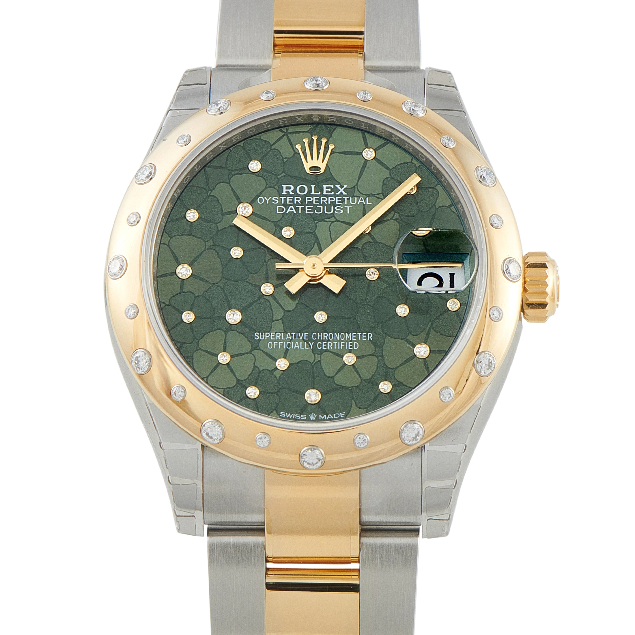 RolexDatejust 31 Olive Green Floral Dial Two-Tone Watch 278343RBR-0031