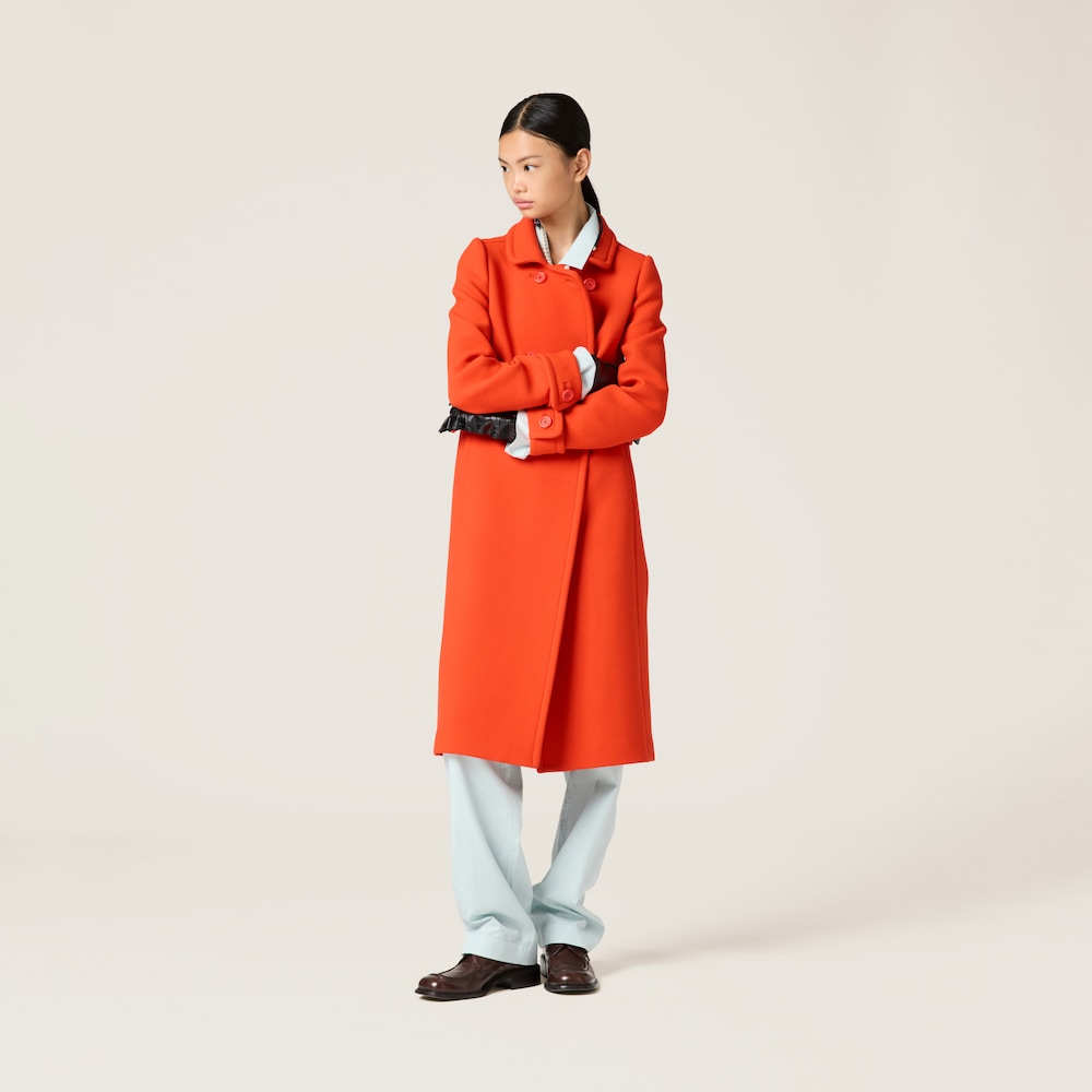 Natté toile double-breasted coat