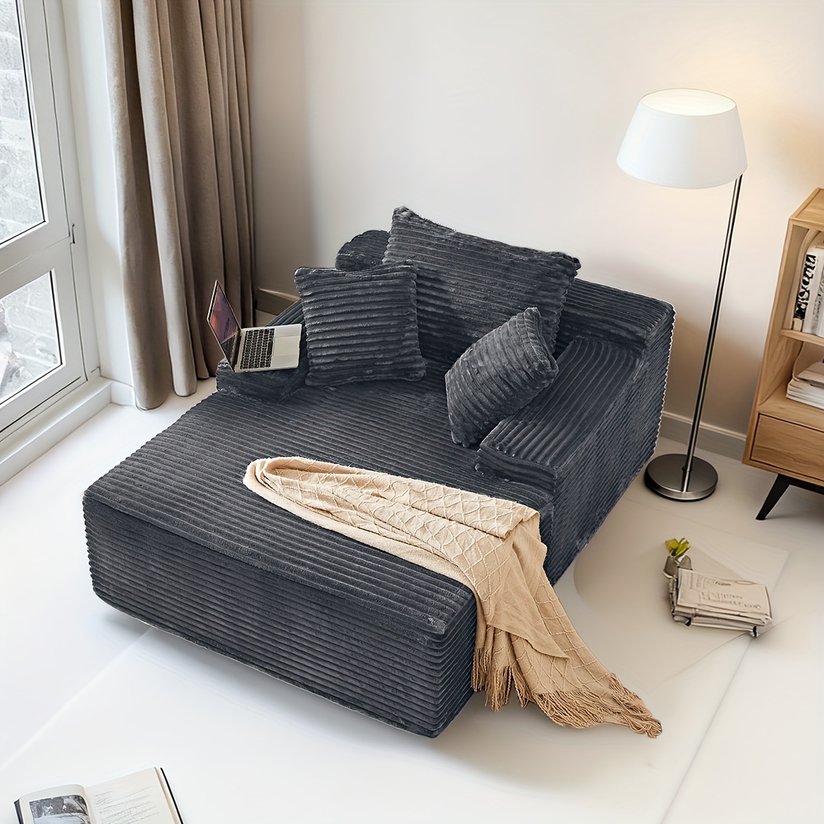 Flexible cloud sofa bed for two people, with a plush texture, ideal for a lounge room
