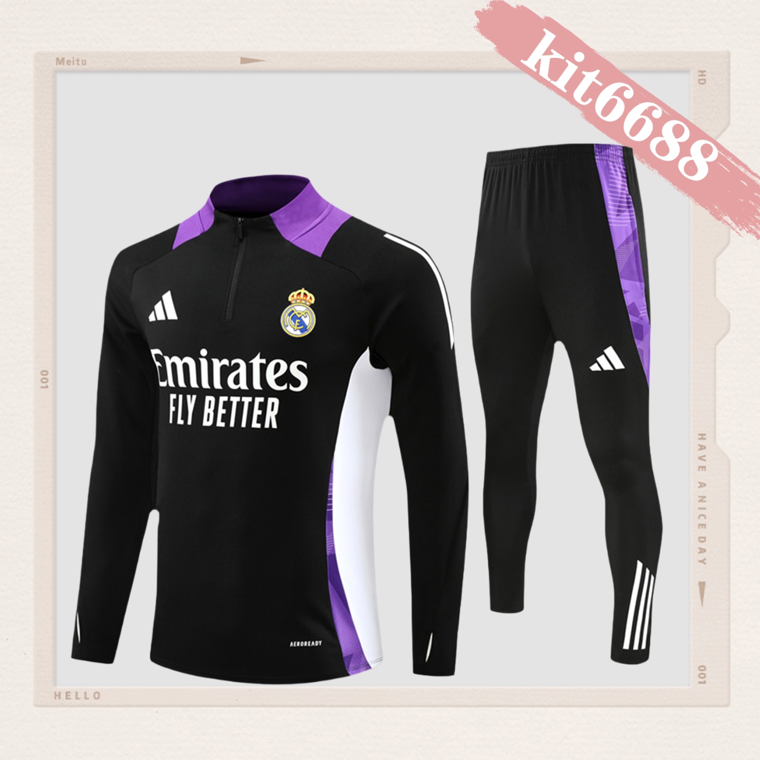 2024/2025 Real Madrid Purple Adult Half Zip Training Kit (Adult Kit)