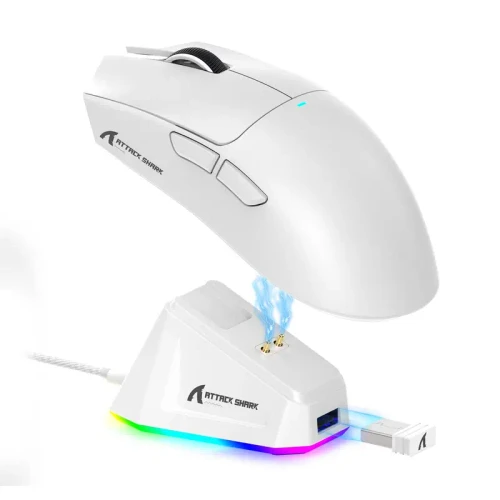 ATTACK SHARK X11 Tri-Mode Wireless Gaming Mouse, PAW3311 Sensor, with RGB Magnetic Charging Dock, 2.4G Bluetooth Wired Lightweight Gaming Mice for PC Laptop