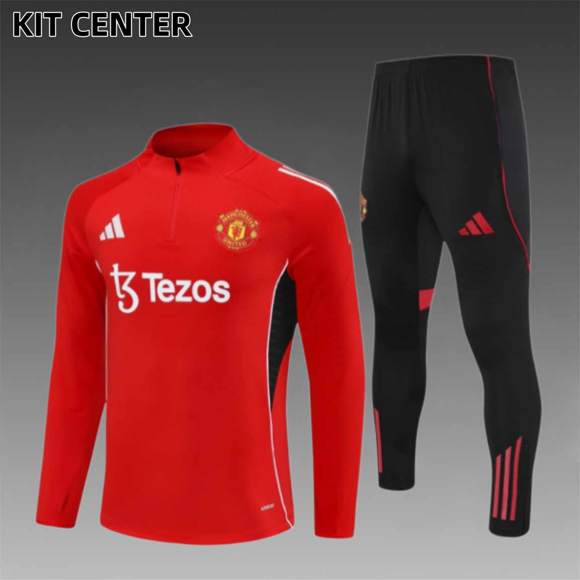 25/26 Manchester United red  Half Zip Training Kit (Adult Kids Kit)