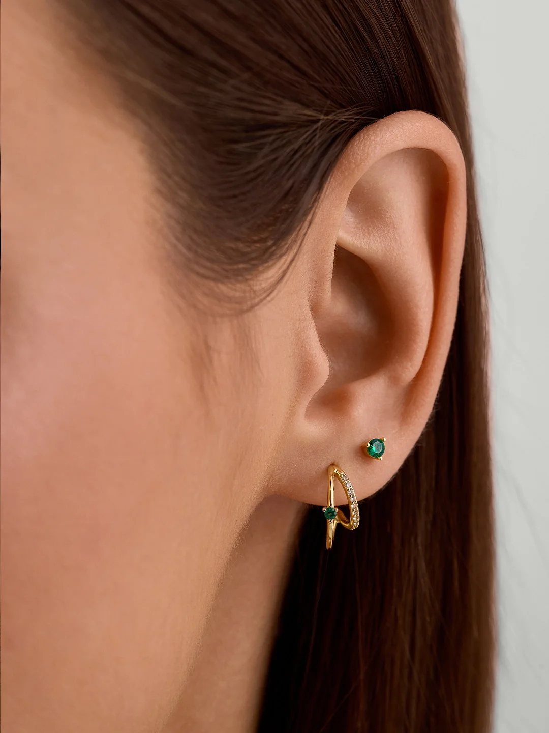 Emerald & Sapphire Double Hoops