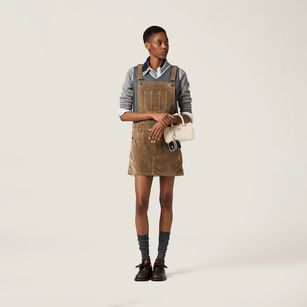 Washed flocked chambray mini-dress