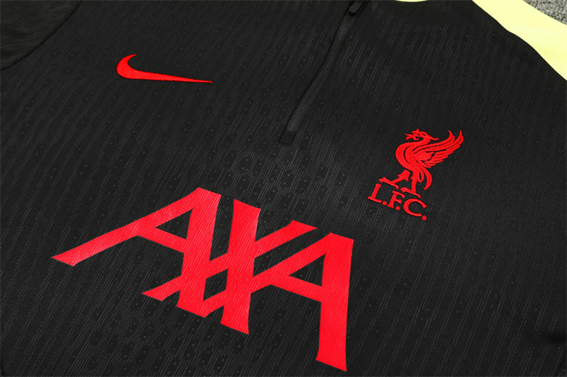 24/25 Liverpool Black paired with yellow Half Zip Training Kit (Adult Kids Kit)
