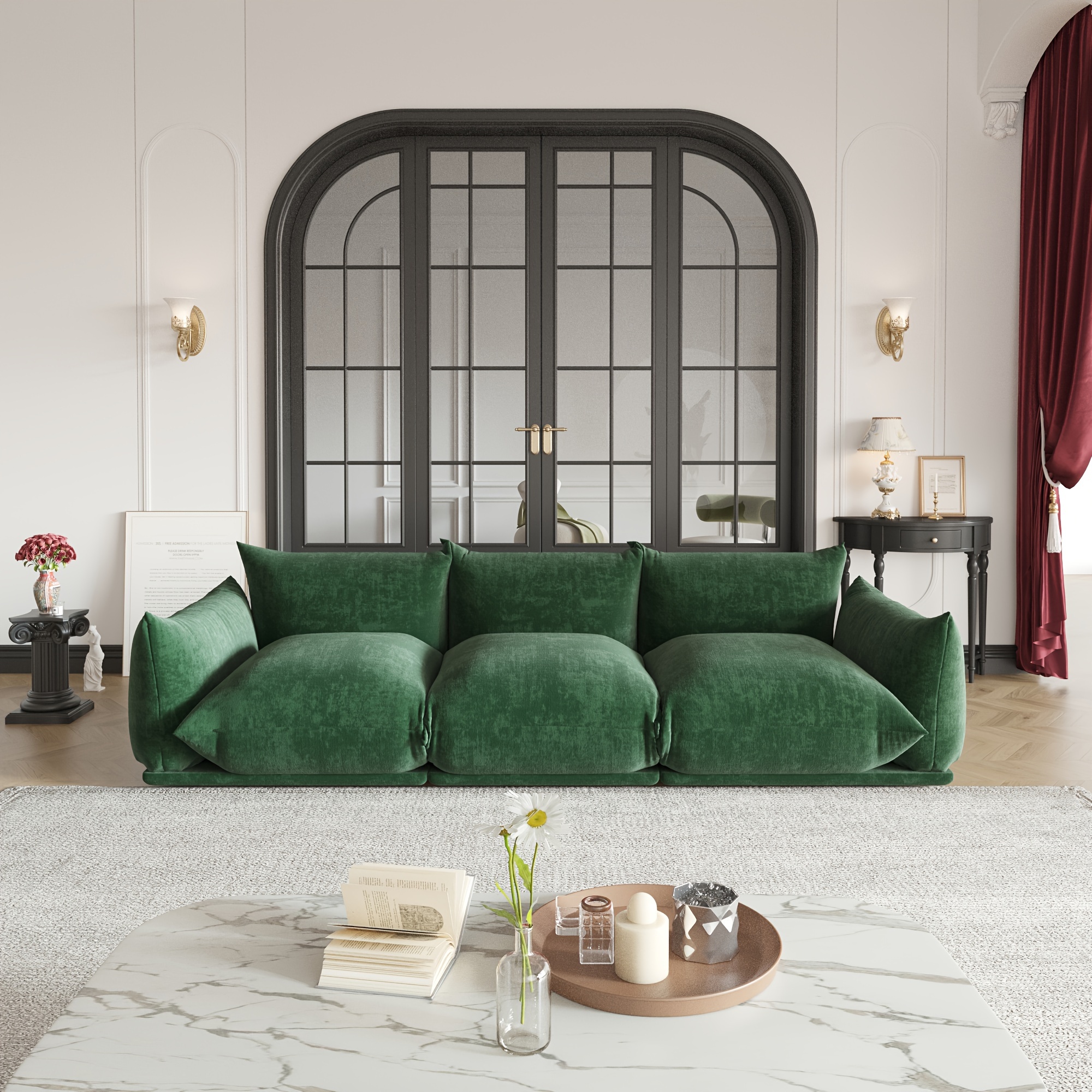 Modular sectional sofa, 104inch Chenilleyarn minimalist sofa, 3-seater convertible sofa, spacious living room sofa set, suitable for offices and homes