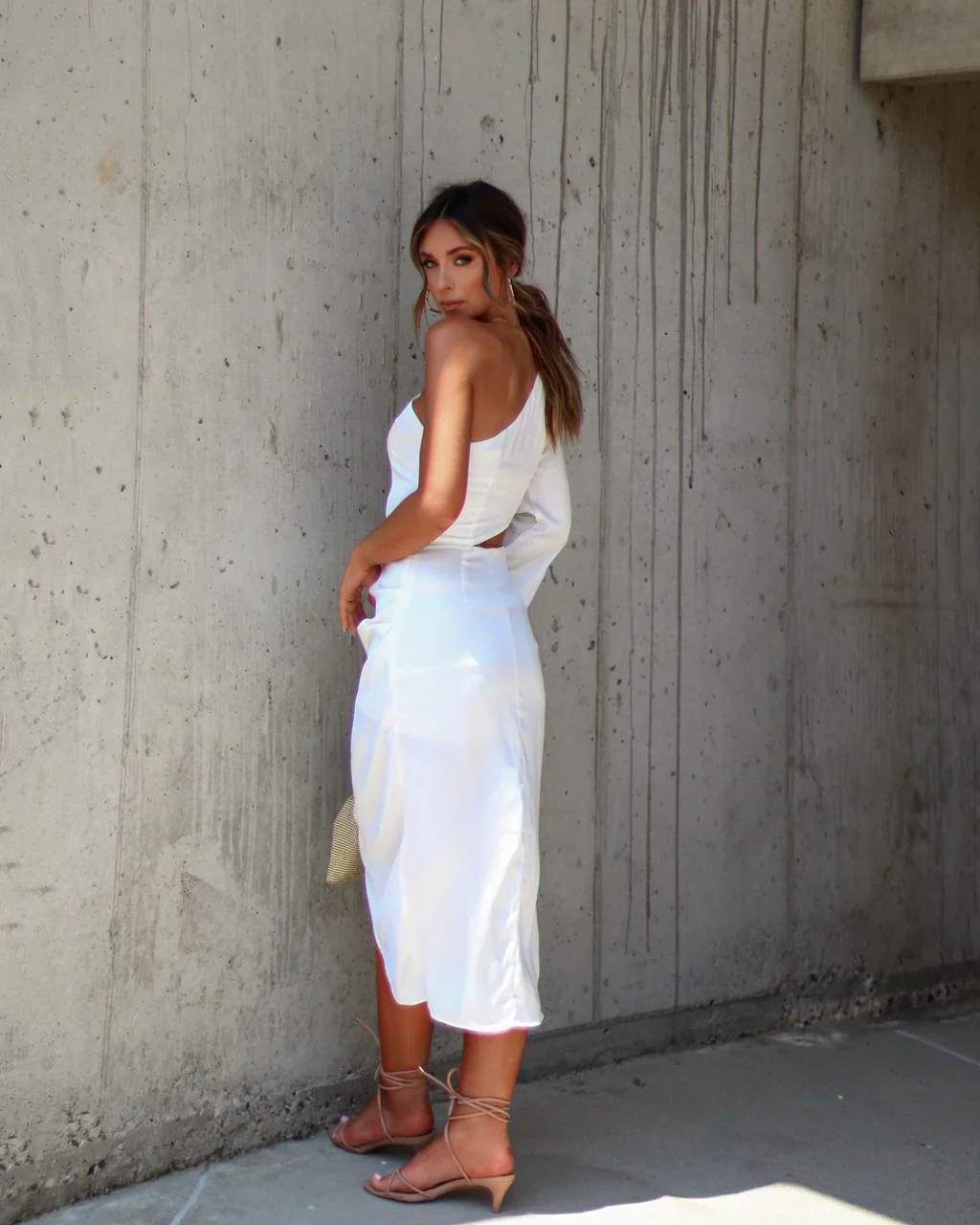 Marlah One Shoulder Cutout Midi Dress