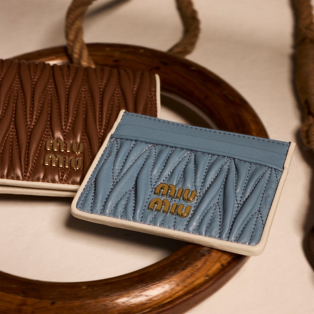 Matelassé nappa leather card holder