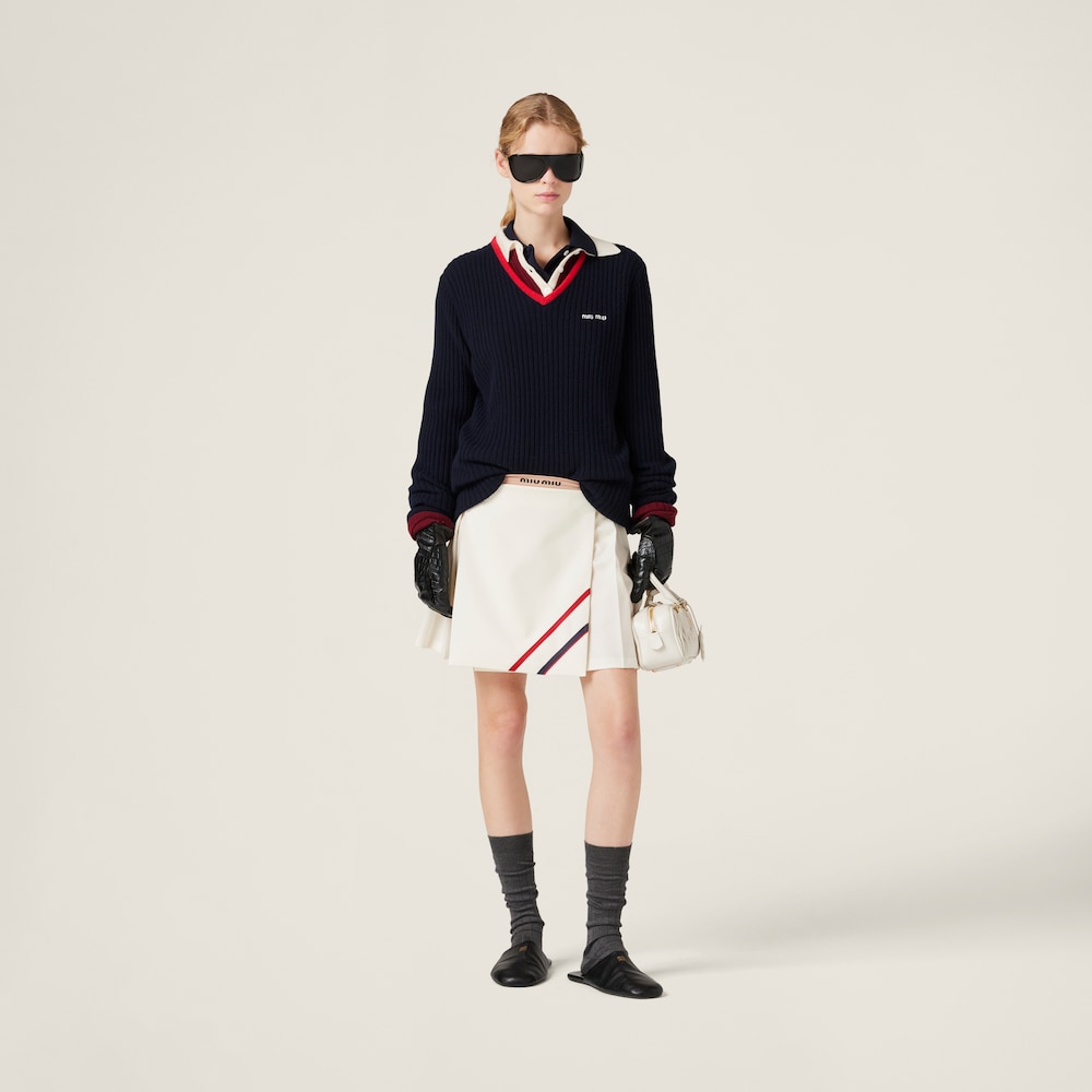 Pleated mohair fabric mini-skirt