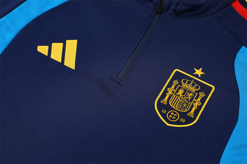 26/27 Spain royal blue Half Zip Training Kit (Adult Kids Kit)