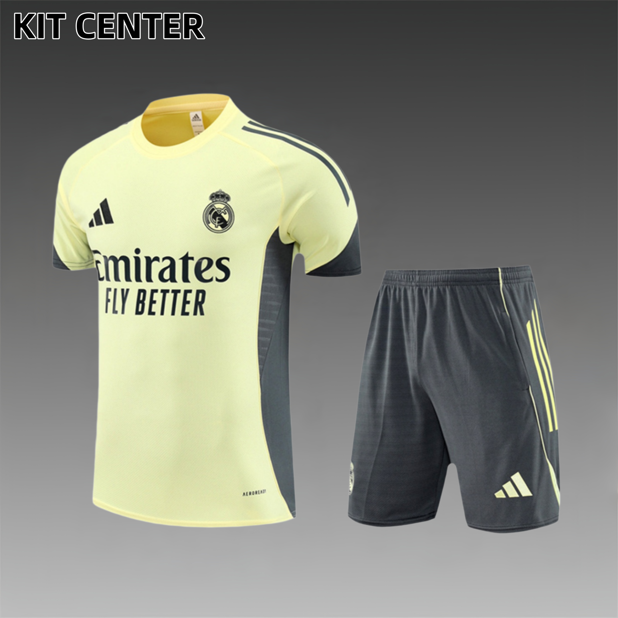 2025/2026 Real Madrid Yellow Adult Short Sleeve Training Suit (Adult Kids Kit)
