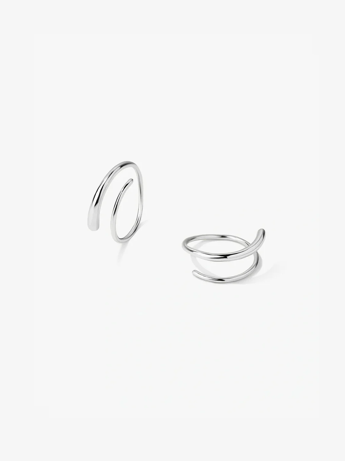 Silver Double Hoops