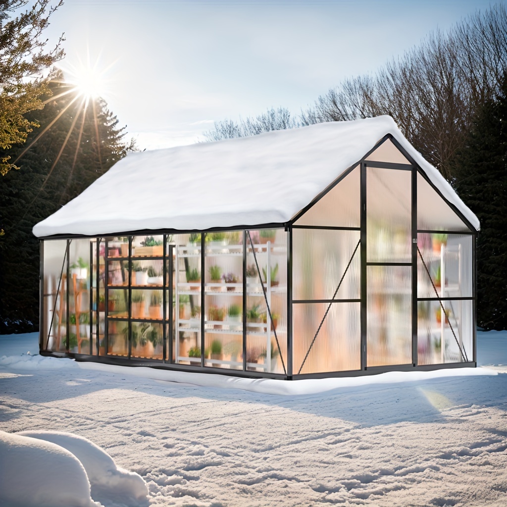 PAITOMAX Quick-Install Greenhouse made of polycarbonate and aluminum alloy, cold-resistant and insulated, with windows, large walk-in design, suitable for backyard and outdoor gardening