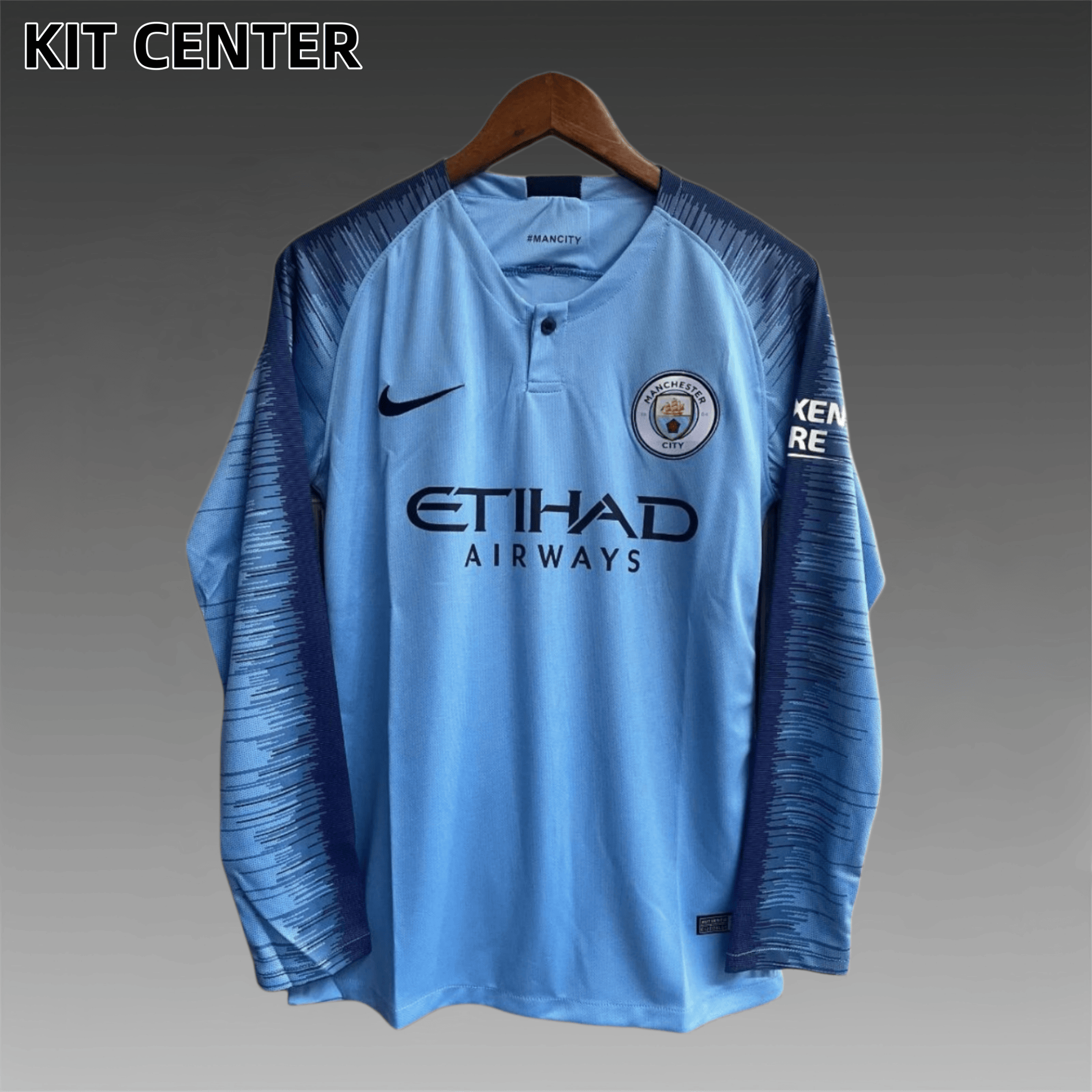 18/19 Manchester City home  Long Sleeve Retro Football Shirt