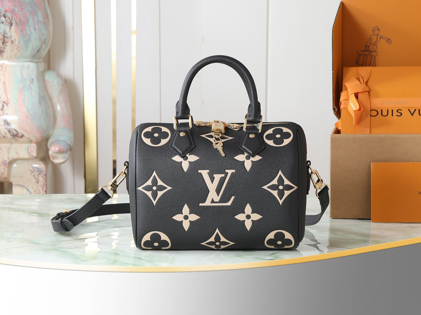Louis Vuitton Speedy Bandouliere Bag Bicolor Monogram Empreinte Giant 25