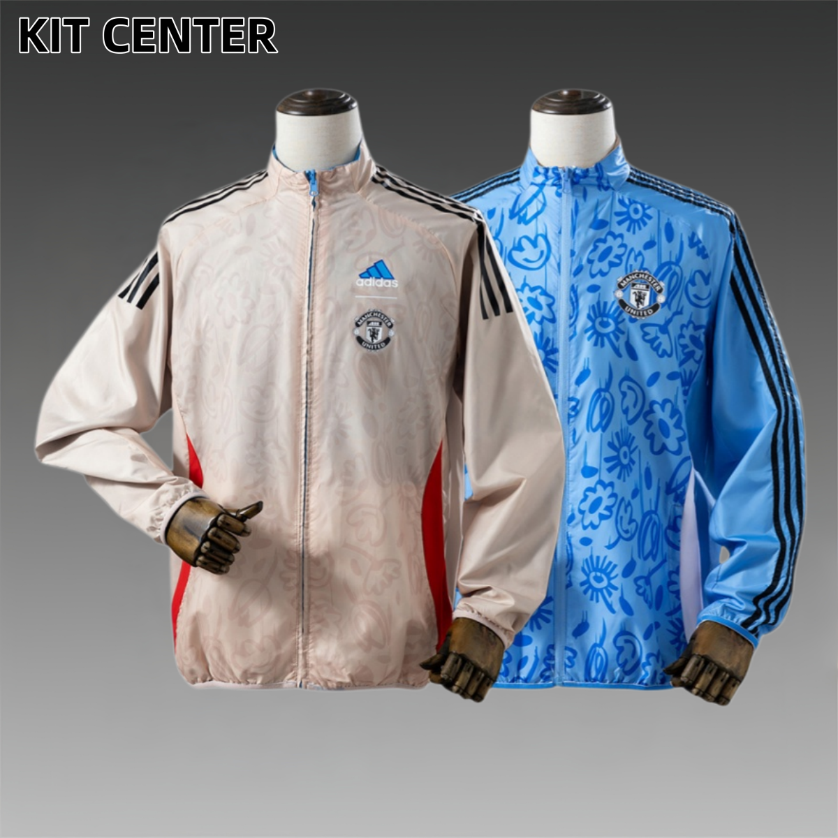 25/26 Manchester United Reversible Jacket Windbreaker - Beige&Blue