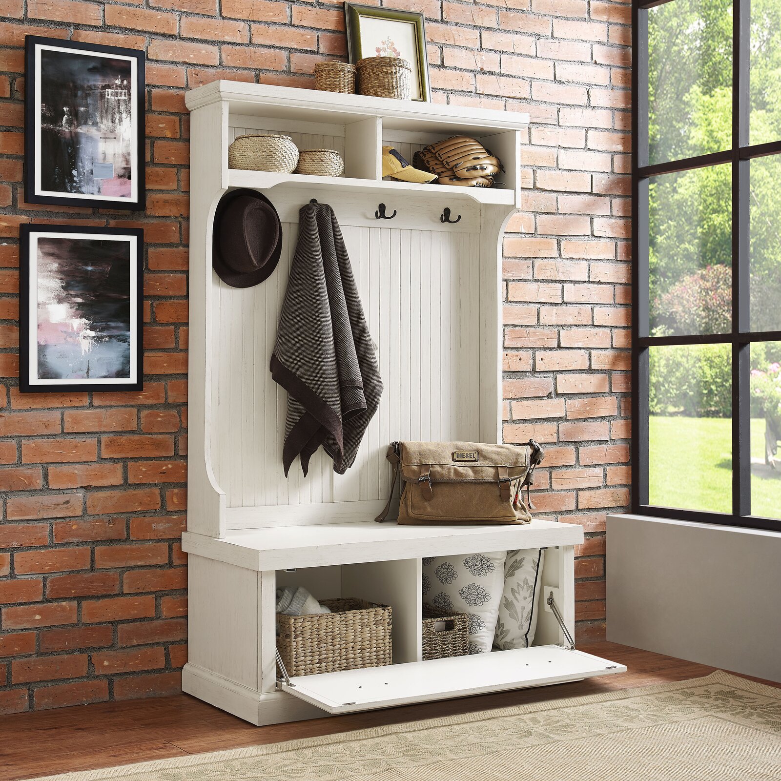 Carmel 40'' Wide Hall Tree with Bench and Shoe Storage