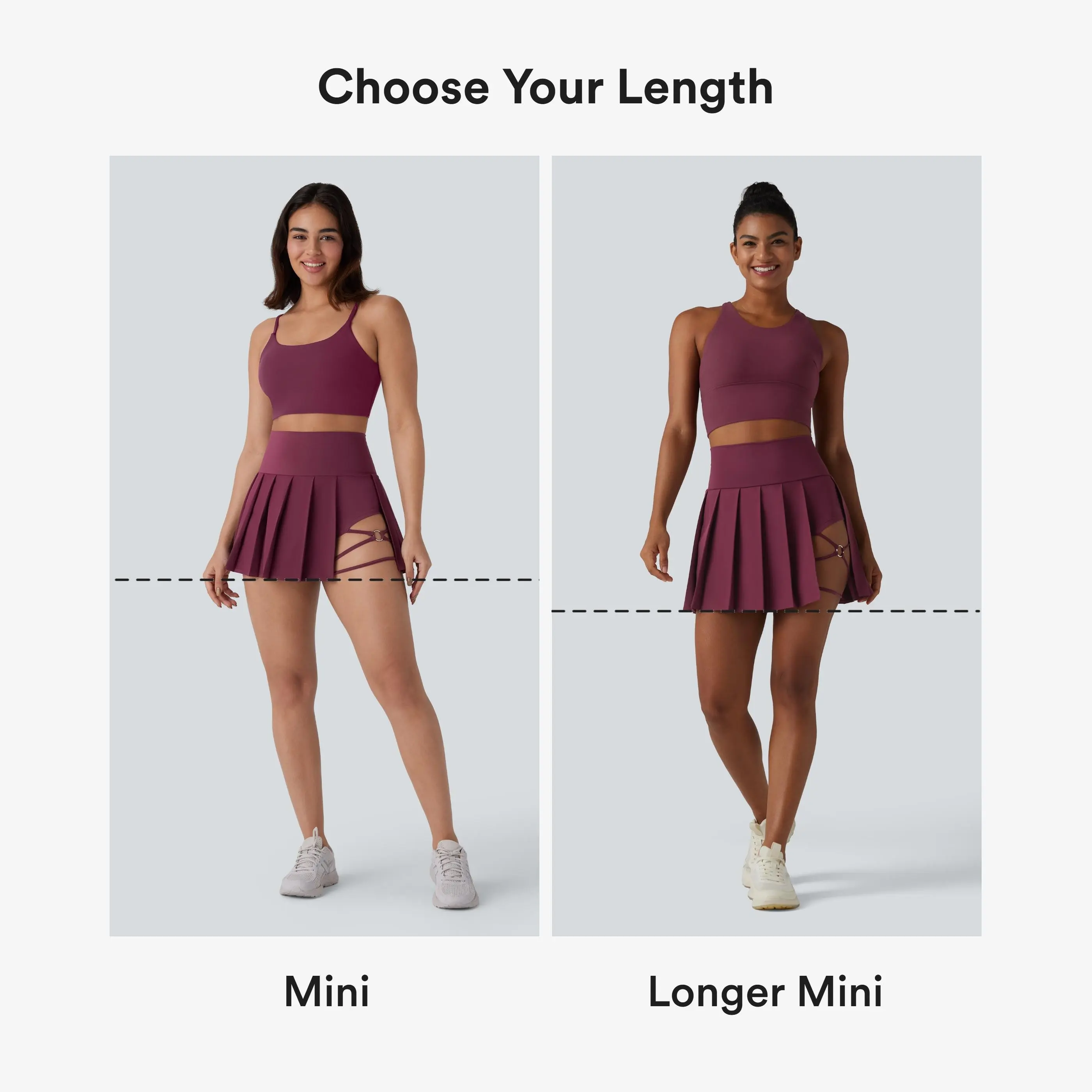 High Waisted Pleated 2-in-1 Side & Pocket Asymmetric Hem Quick Dry Mini Dance Skirt