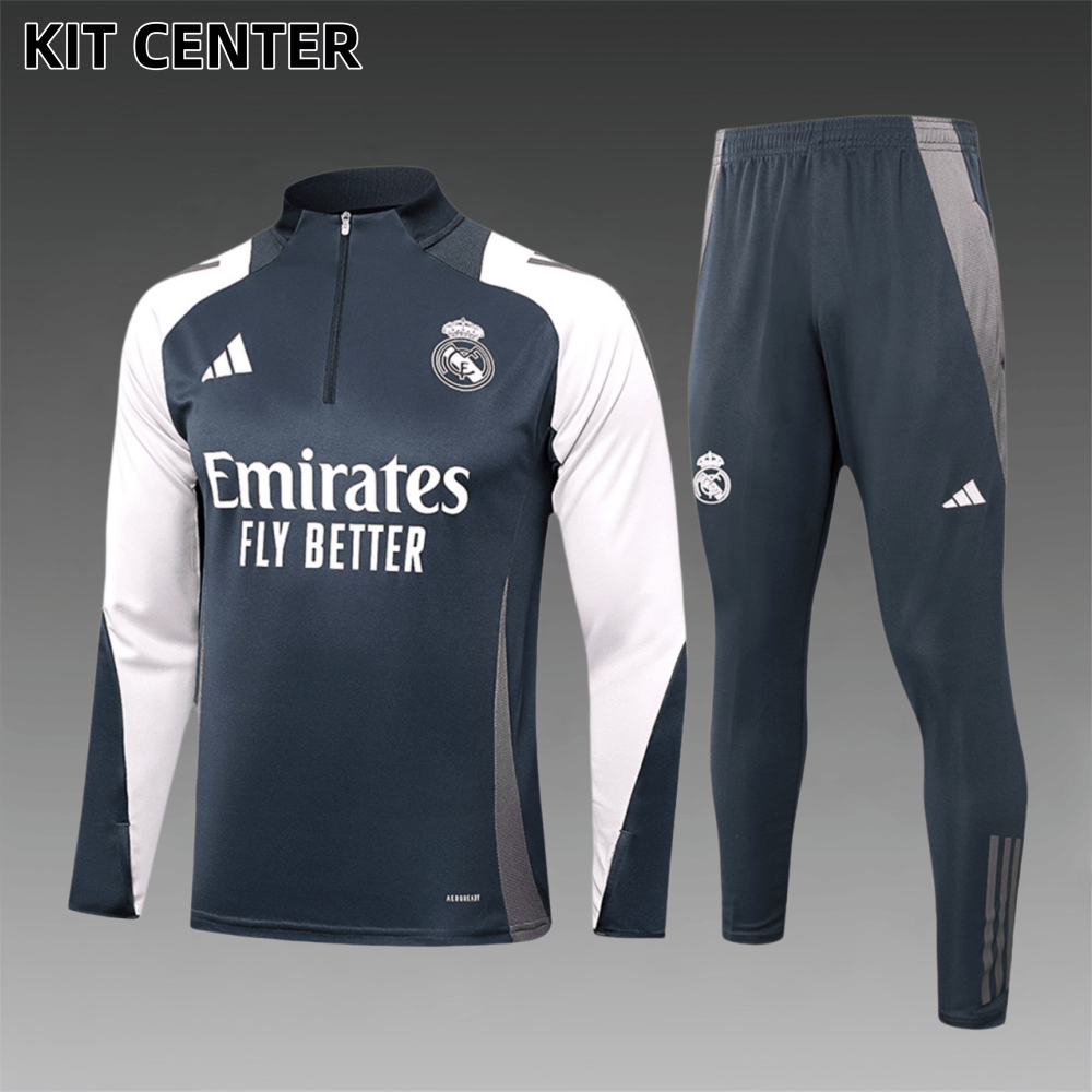 2024/2025 Real Madrid Grey Adult Half Zip Training Kit (Adult Kit)