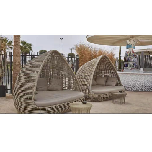 Outdoor leisure bed beach bed rattan bed sofa birdcage garden rattan chair indoor furniture rattan bed round bed recliner