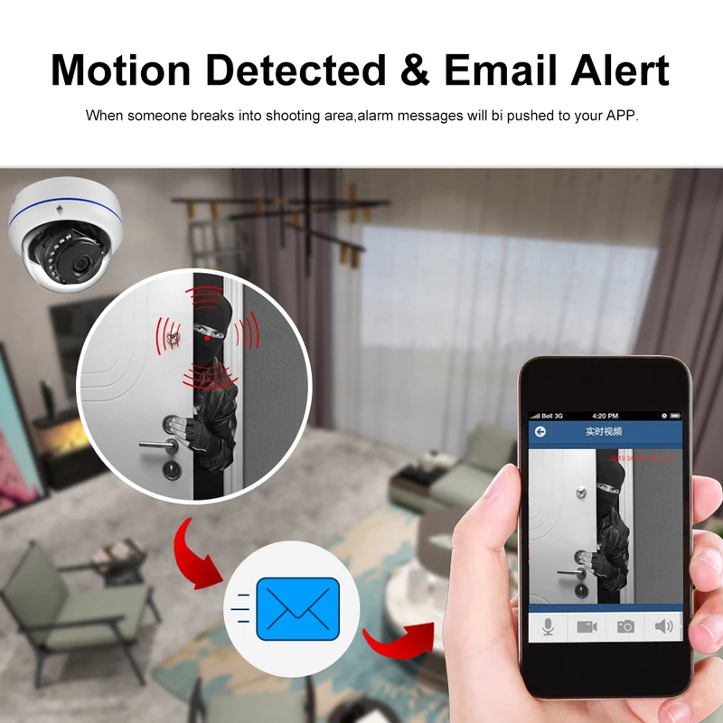 Gadinan Super HD 5MP 3MP CCTV H.265X Internal IP Surveillance SD Card Slot POE Camera Audio Microphone Dome Security Camera P2P