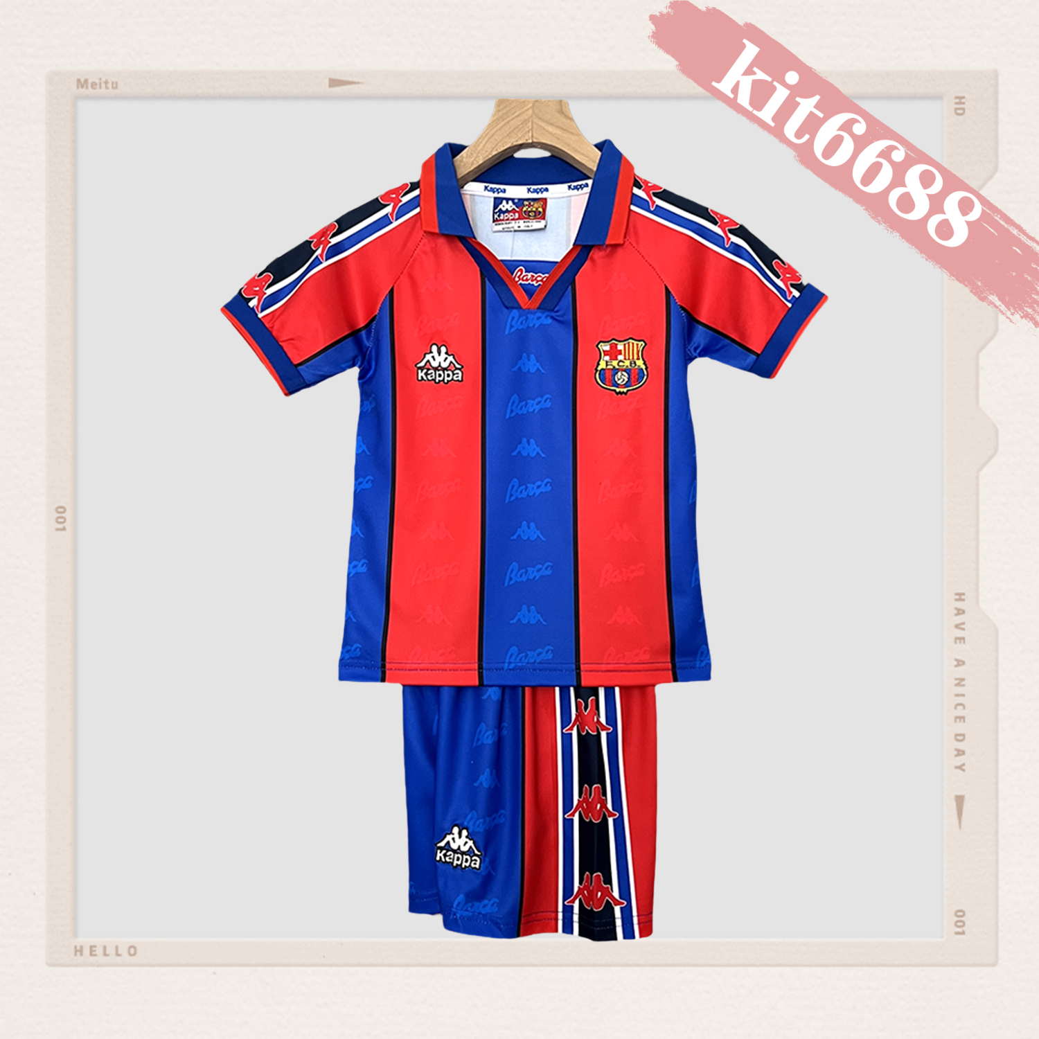 1995/1997 Barcelona Retro Home Kids Kit(Kids Kit)