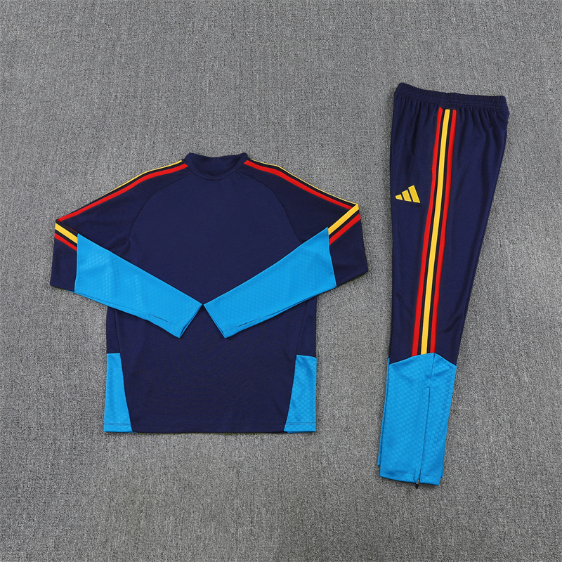 26/27 Spain royal blue Half Zip Training Kit (Adult Kids Kit)