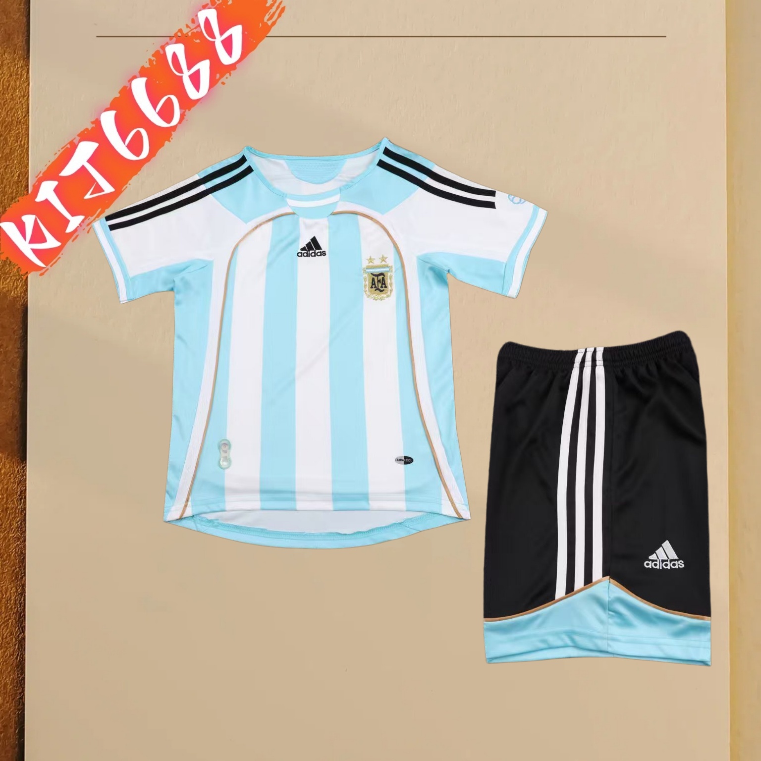 2006 Argentina home Retro  Football Shirt ( Kids Kit )