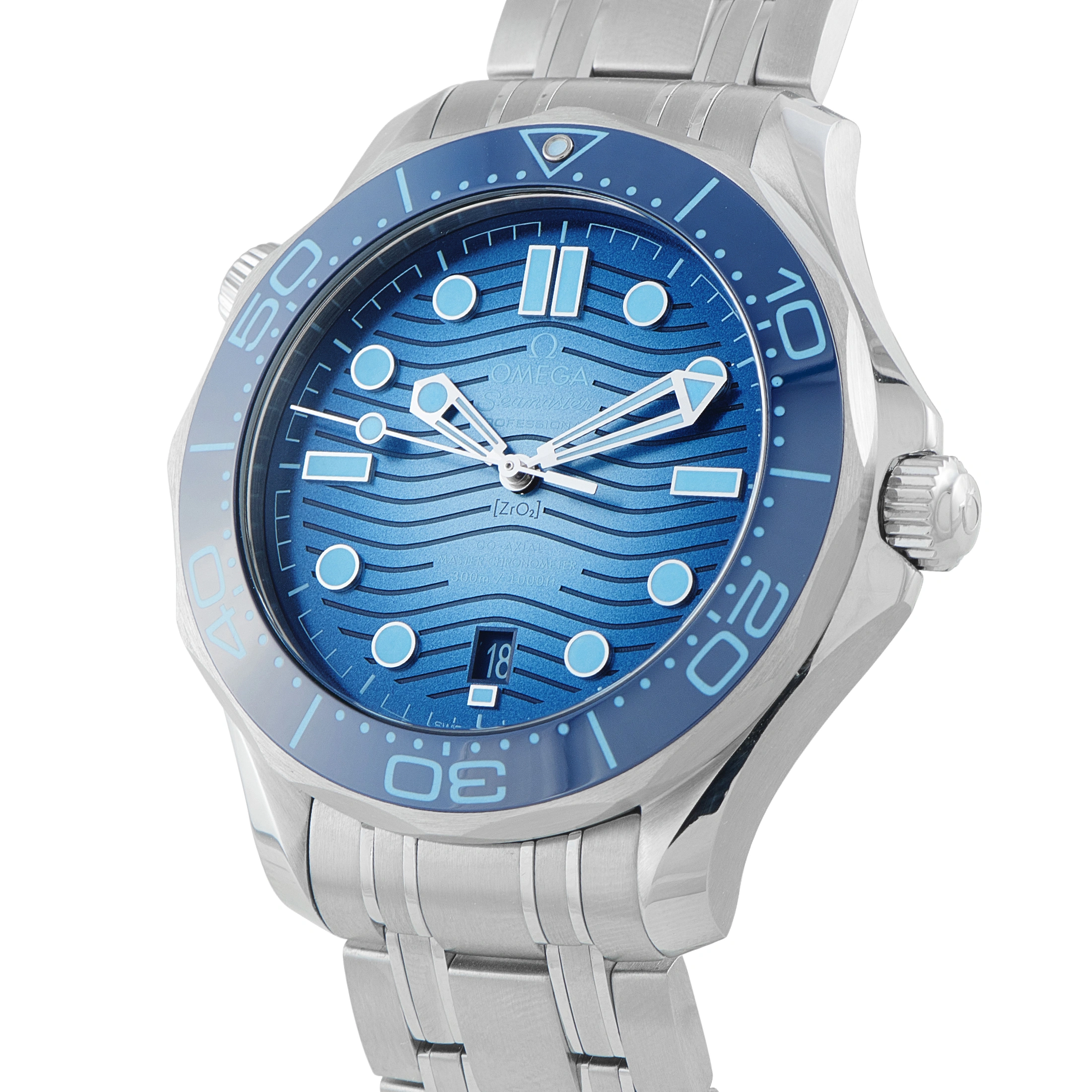 OmegaSeamaster Diver Summer Blue Steel Watch 210.30.42.20.03.003