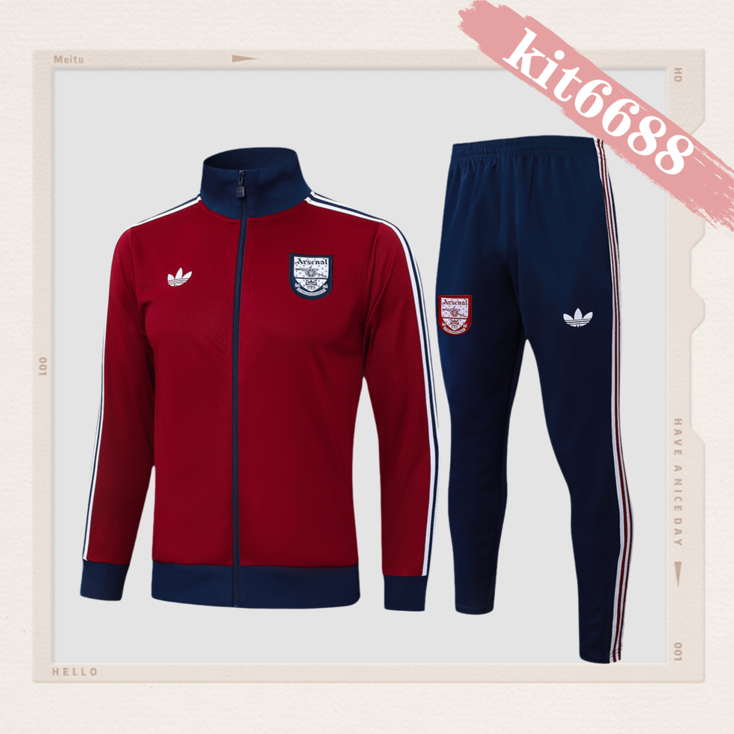 2025/2026 Arsenal Burgundy Adult Full Zip Training Suit (Adult Kit)