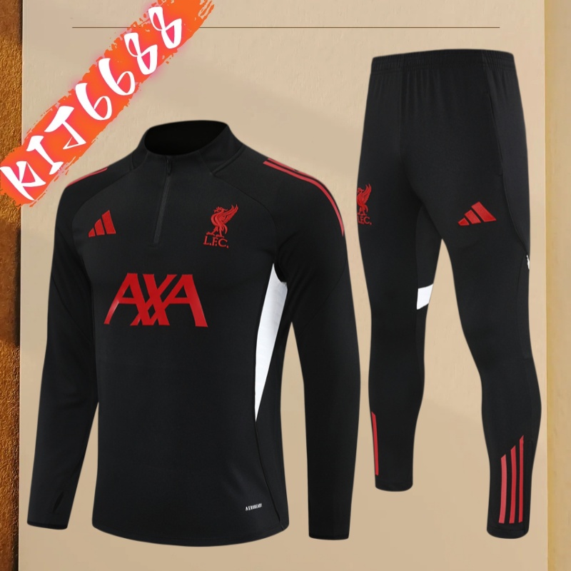 25/26 Liverpool black Half Zip Training Kit (Adult Kids Kit)