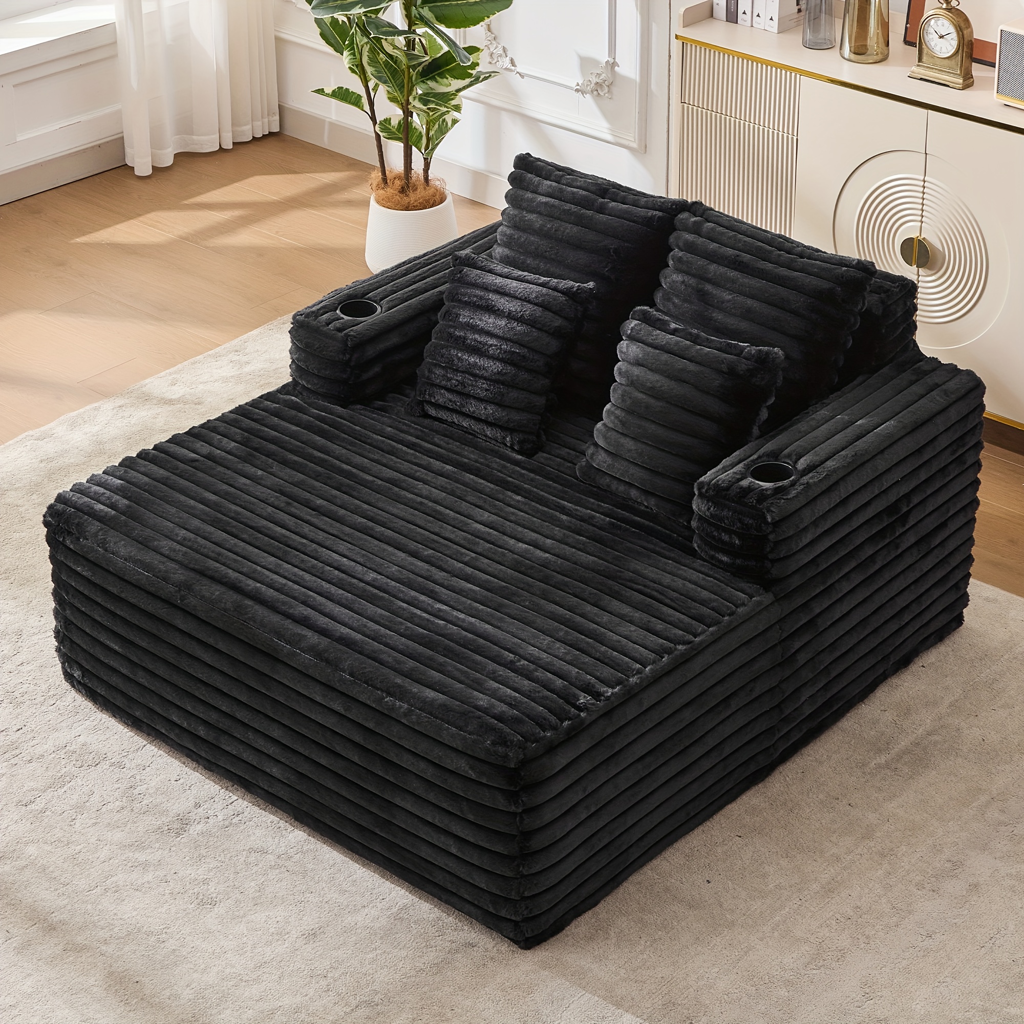 57inch Frameless sofa, modern comfortable cushioned sofa with unique seat cushion design, suitable as a leisure chair for living rooms, bedrooms, apartments, and offices